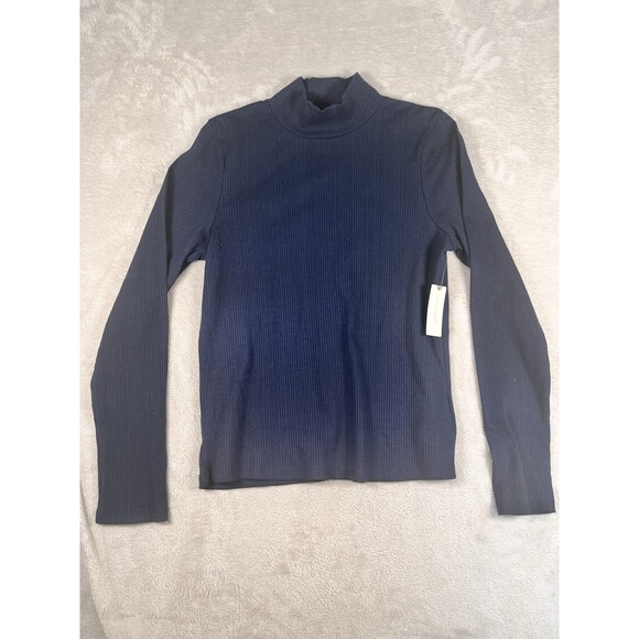 NWT Anthropologie Maeve Sweater Navy Blue Ribbed Size Large Mock Neck - Picture 1 of 7